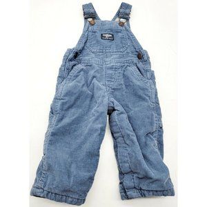 OshKosh B'gosh Blue Plaid Corduroy Vestbak Overalls Bibs Baby Boys Size 9M USA